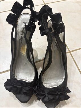 Sarah Jayne Black Satin Heels